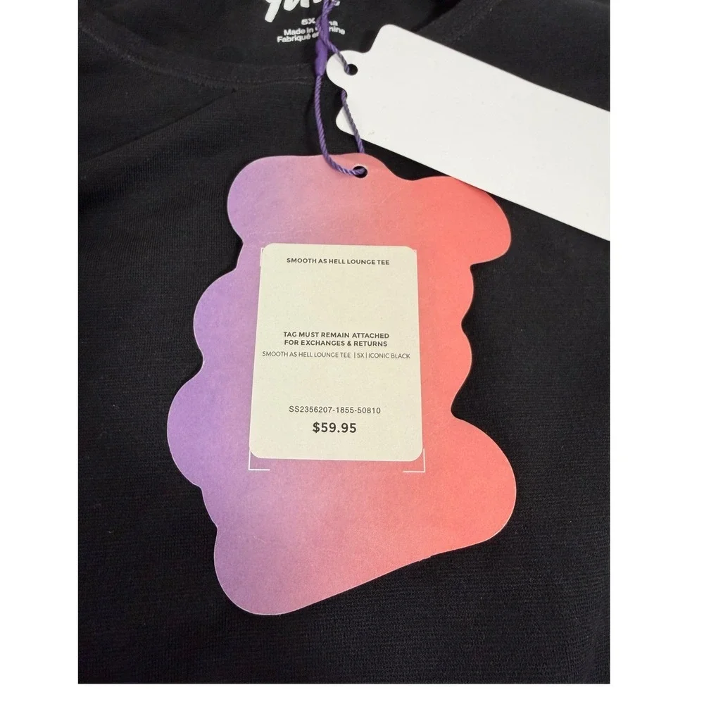 LOT OF 2 Yitty Smooth as Hell Lounge Tee‎ Womens 5X Black Seamless Cropped
